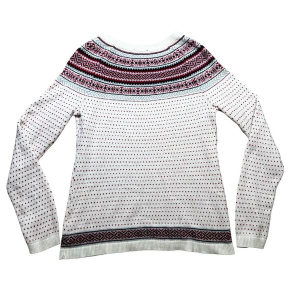 Talbots Fair Isle Lambs Wool Blend Crew Neck Long Sleeve Pullover Sweater Size S - Picture 6 of 6